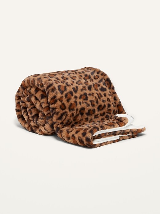 View large product image 1 of 1. Cozy Printed Faux-Fur Blanket