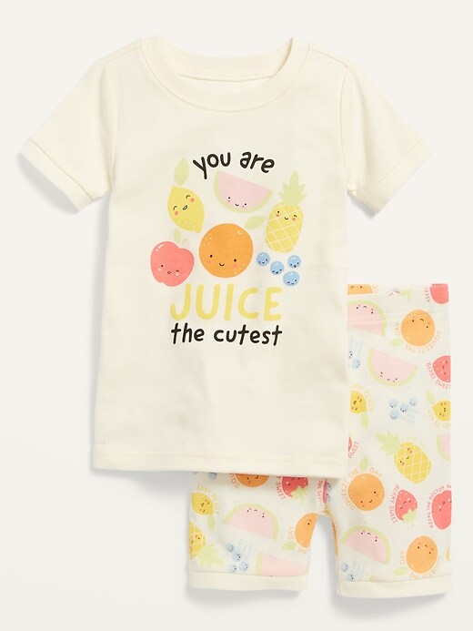 View large product image 1 of 1. Unisex Printed Short-Sleeve Pajama Set for Toddler & Baby