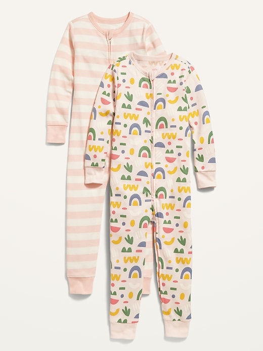 View large product image 1 of 1. Unisex 2-Pack Printed Pajama One-Piece for Baby