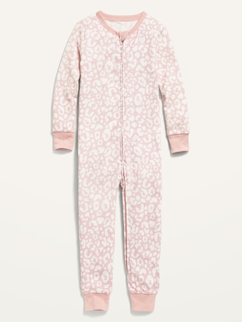 Unisex Snug-Fit 2-Way-Zip Printed Pajama One-Piece for Toddler & Baby - Leopard Pink