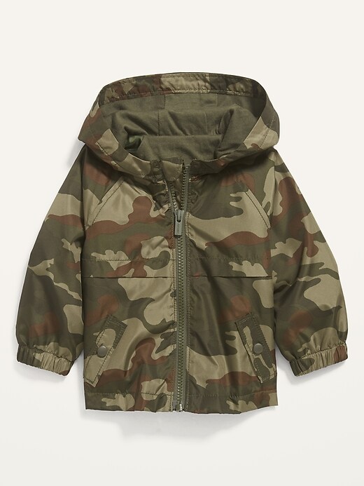 View large product image 1 of 2. Lightweight Camo Jersey-Lined Hooded Jacket for Baby