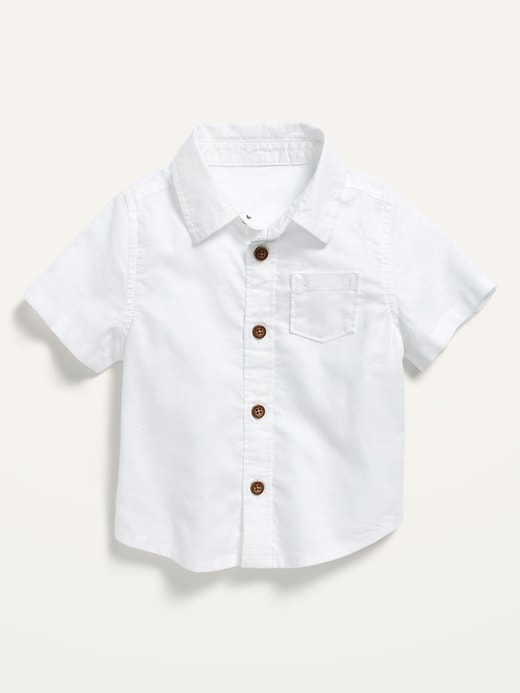 View large product image 1 of 1. Short-Sleeve Button-Front Pocket Shirt for Baby