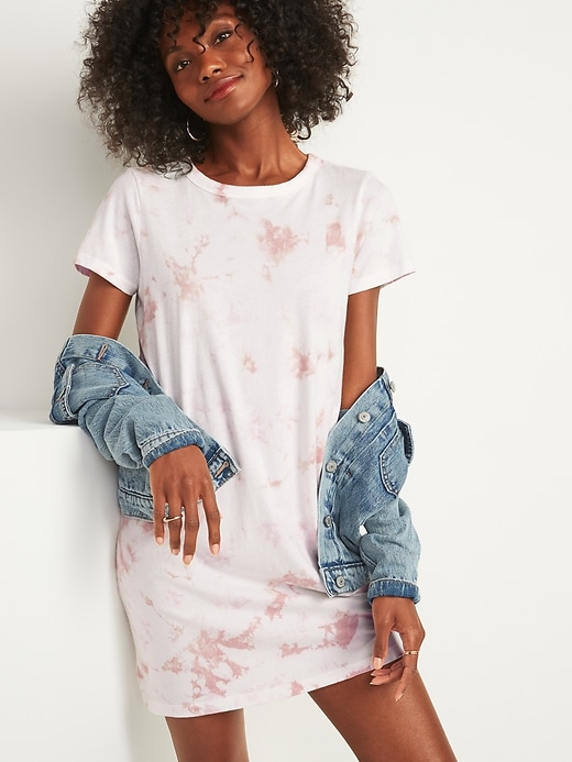 Image number 1 showing, Fitted Tie-Dye T-Shirt Dress