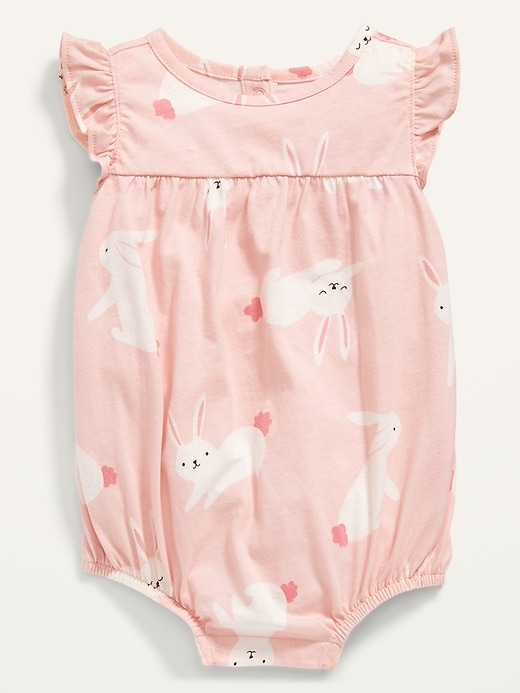 View large product image 1 of 1. Printed Flutter-Sleeve Romper for Baby