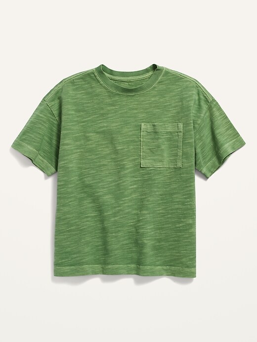 View large product image 1 of 1. Gender-Neutral Short-Sleeve Slub-Knit Loose-Fit Pocket T-Shirt For Kids