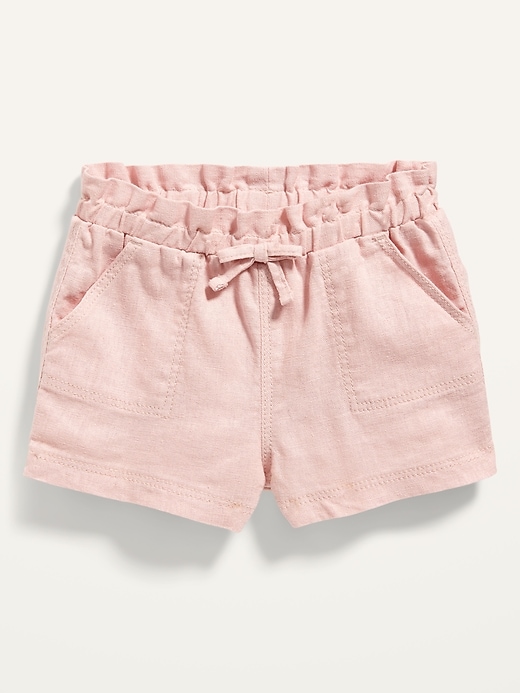 View large product image 1 of 2. Linen-Blend Pull-On Shorts for Baby