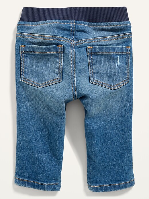 View large product image 2 of 2. Rib-Knit-Waist Pull-On Distressed Skinny Jeans for Baby