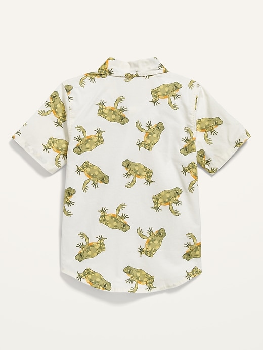 View large product image 2 of 2. Frog-Print Short-Sleeve Button-Front Shirt for Toddler Boys