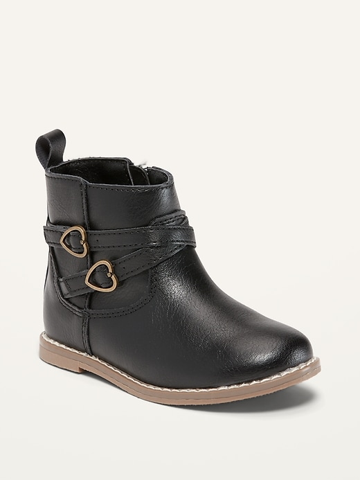 View large product image 1 of 1. Faux-Leather Double-Strap Boots for Toddler Girls