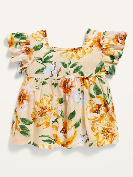 View large product image 1 of 1. Flutter-Sleeve Floral Button-Front Top for Toddler Girls