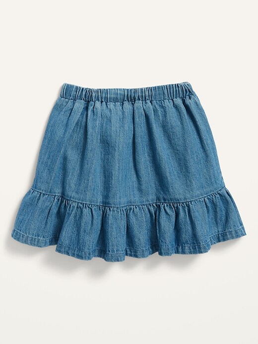 View large product image 1 of 1. Chambray Ruffle-Hem Skirt for Toddler Girls