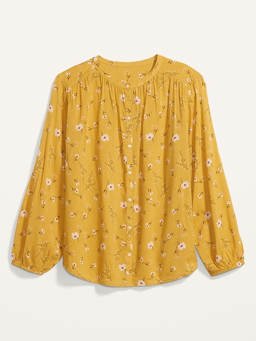 Image number 4 showing, Oversized Floral-Print Button-Front Poet Blouse