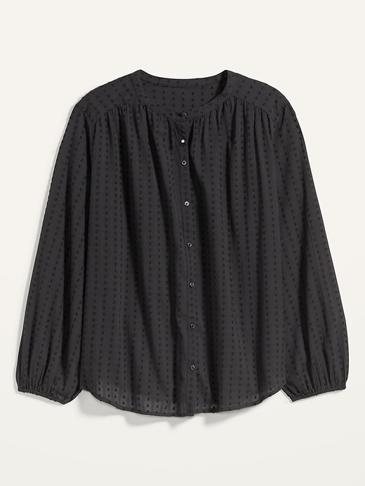 Image number 4 showing, Oversized Textured Clip-Dot Button-Front Blouse for Women