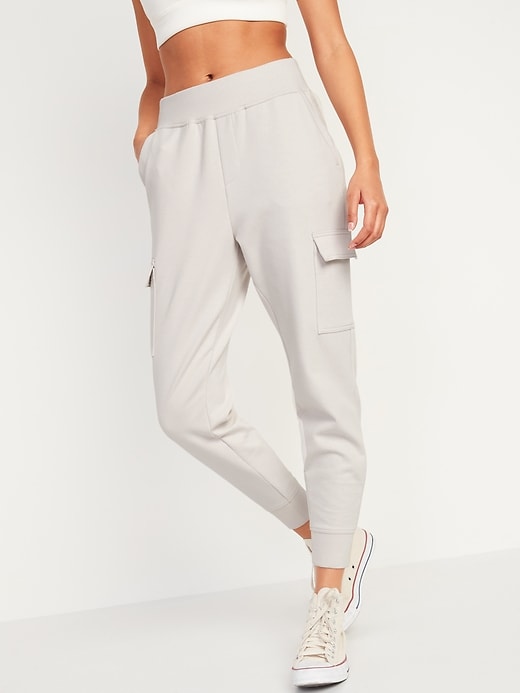 Image number 1 showing, High-Waisted Dynamic Fleece Cargo Jogger Sweatpants for Women