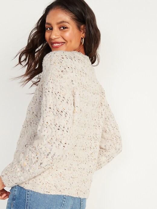 Image number 2 showing, Textured Cable-Knit Pointelle Sweater for Women