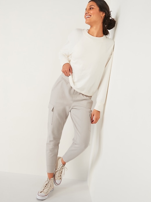 Image number 3 showing, High-Waisted Dynamic Fleece Cargo Jogger Sweatpants for Women