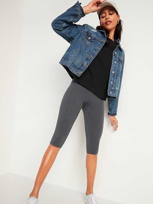 Image number 3 showing, High-Waisted Jersey Capri Leggings For Women