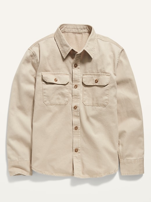 View large product image 1 of 2. Long-Sleeve Twill Utility Shirt For Boys