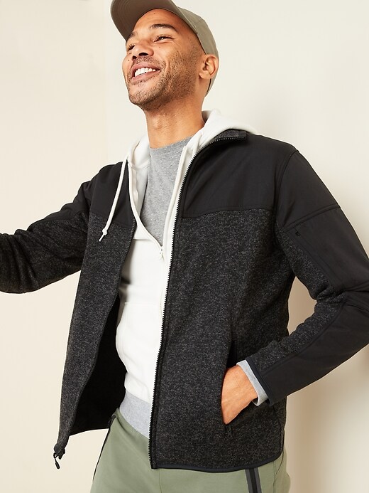 Image number 1 showing, Go-Warm Sweater-Fleece Hybrid Zip Jacket