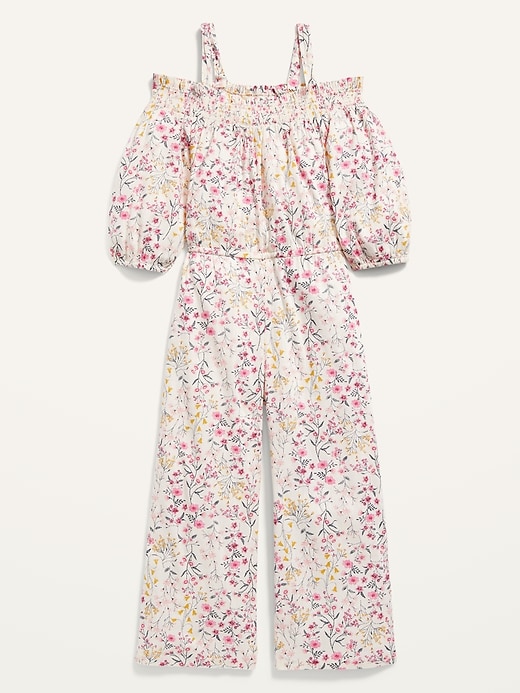 View large product image 1 of 2. Off-the-Shoulder Floral Jumpsuit for Girls