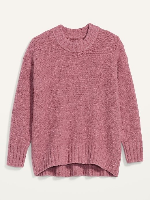 View large product image 1 of 1. Cozy Oversized Bouclé Crew-Neck Sweater