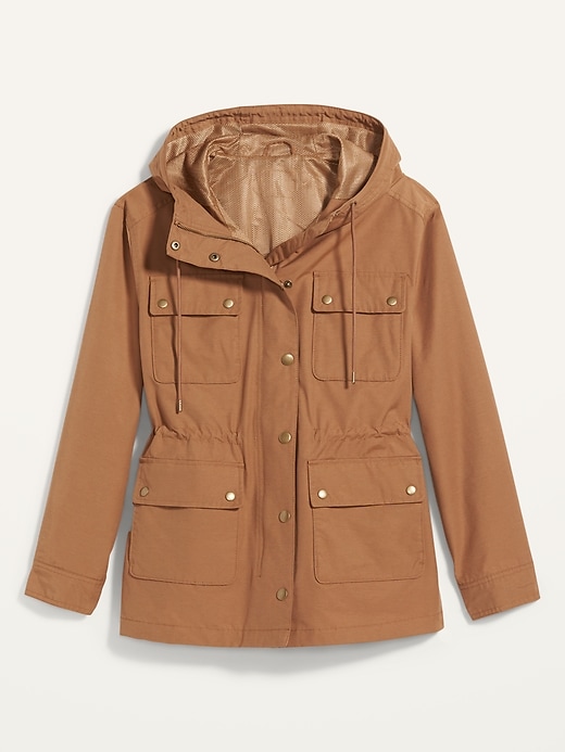 View large product image 1 of 1. Water-Resistant Canvas Hooded Utility Jacket for Women