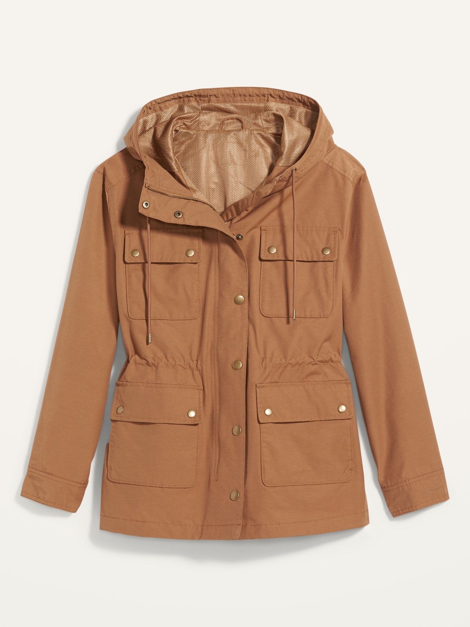 Water-Resistant Canvas Hooded Utility Jacket for Women