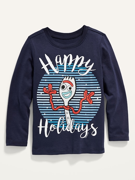 View large product image 1 of 2. Unisex Disney/Pixar© Toy Story™ Forky Holiday-Graphic Long-Sleeve Tee for Toddler
