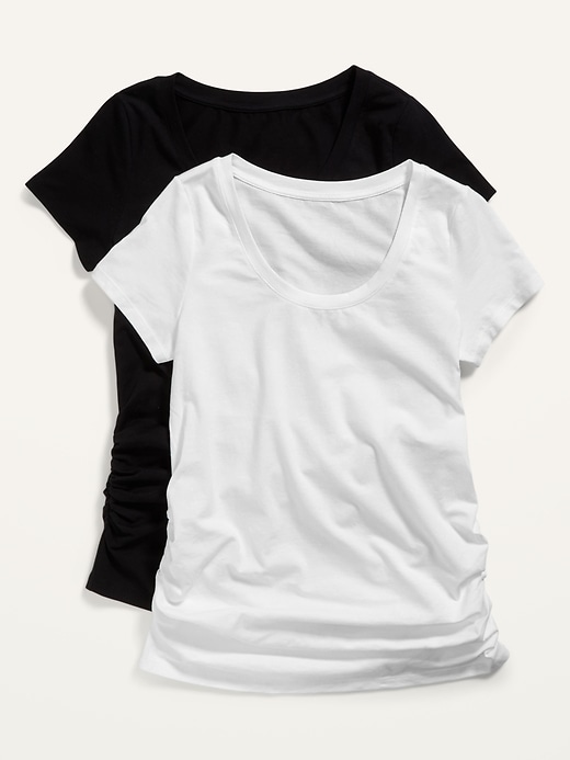 View large product image 1 of 1. Maternity Scoop-Neck Side-Shirred T-Shirt 2-Pack