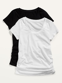 Image number 1 showing, Maternity Scoop-Neck Side-Shirred T-Shirt 2-Pack