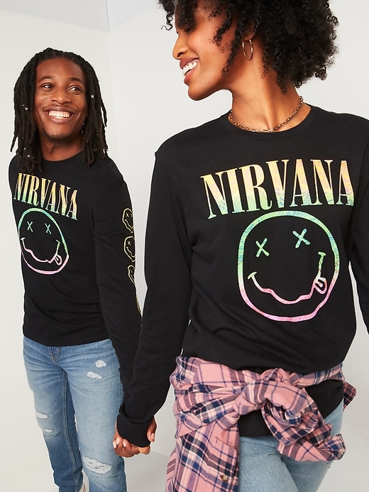 View large product image 1 of 2. Nirvana&#153 Graphic Gender-Neutral Long-Sleeve Tee for Adults