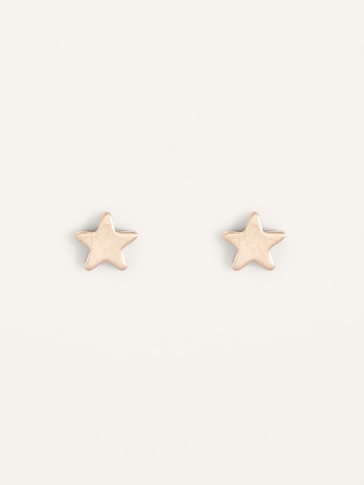 View large product image 1 of 2. Gold-Toned Star Stud Earrings for Women