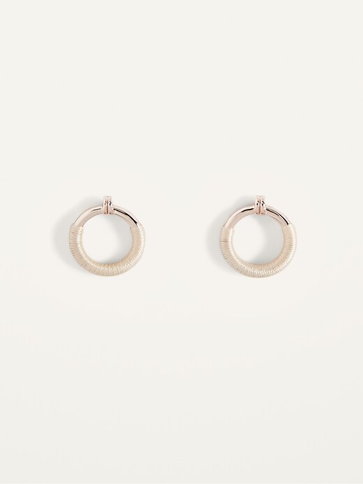 View large product image 1 of 2. Thread-Wrapped Mini-Hoop Earrings For Women