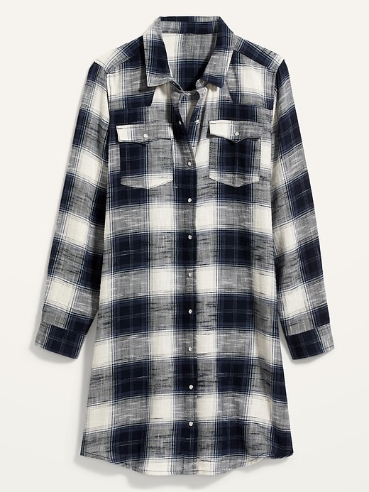 Image number 4 showing, Flannel Western Shirt Shift Dress for Women