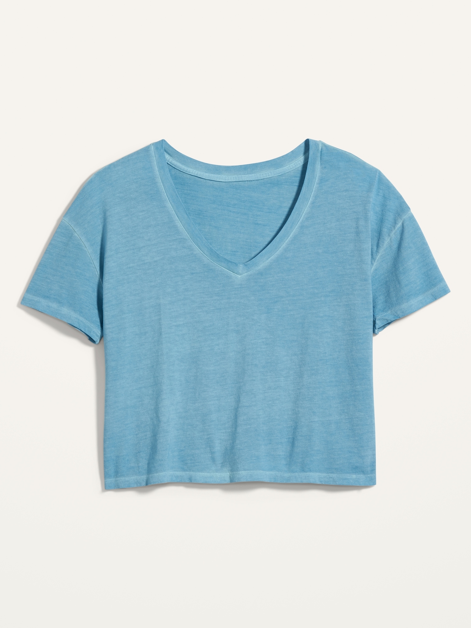 Loose Specially Dyed V-Neck Crop T-Shirt for Women