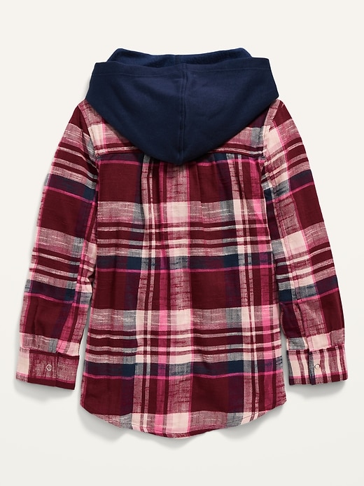 View large product image 2 of 2. Plaid Flannel 2-in-1 Shirt Hoodie for Girls
