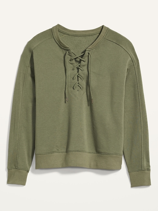 Lace-Up Crew-Neck Sweatshirt