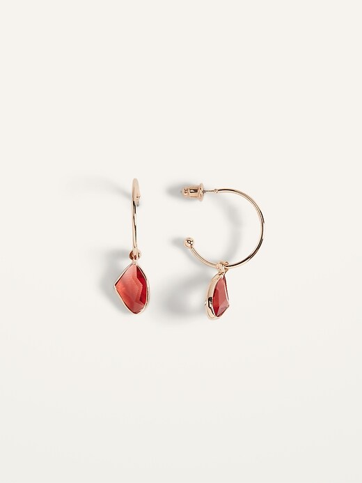 Old Navy Faceted-Stone Drop Hoop Earrings for Women. 1