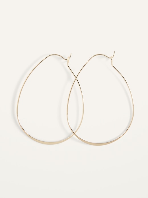 View large product image 1 of 2. Gold-Plated Teardrop Hoop Earrings For Women