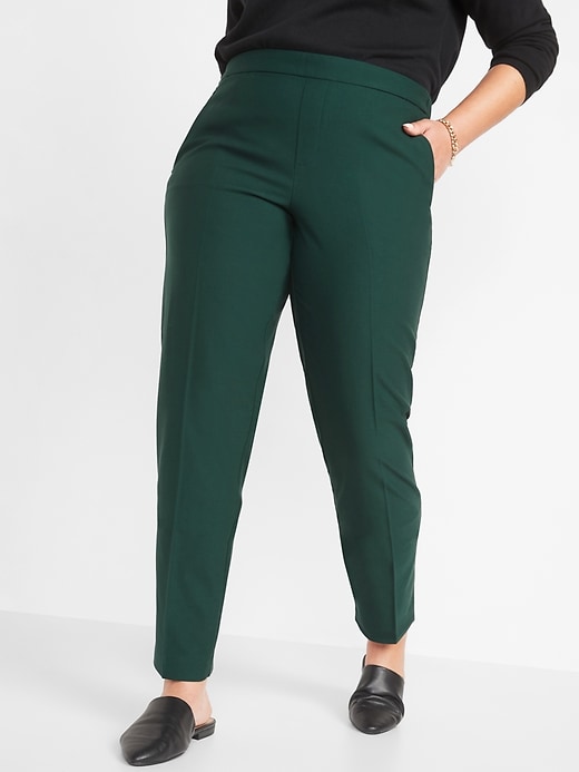 Image number 4 showing, Mid-Rise Pull-On Straight Full-Length Pants