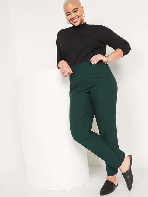 Image number 6 showing, Mid-Rise Pull-On Straight Full-Length Pants