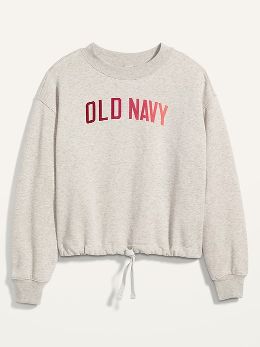 Loose Logo-Graphic Cinch-Tie Sweatshirt for Women | Old Navy