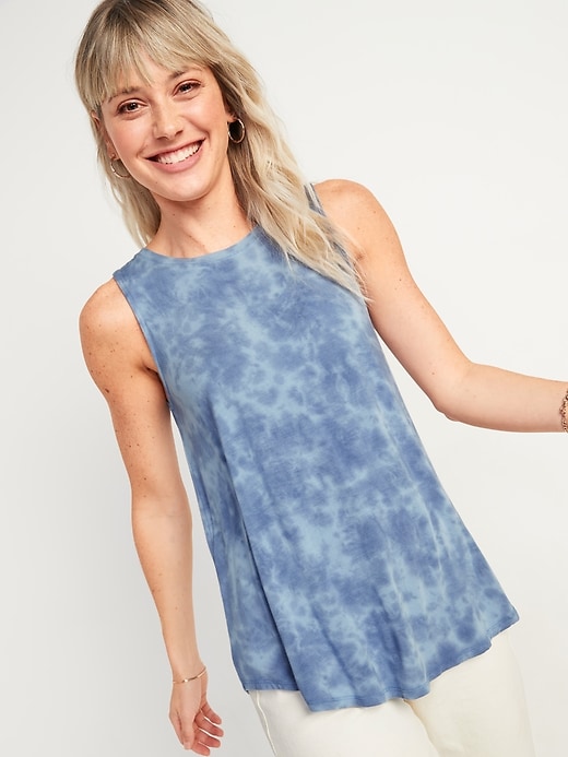 View large product image 1 of 2. Luxe Tie-Dye High-Neck Tank Top for Women