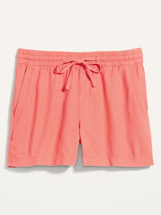 Image number 4 showing, High-Waisted Pull-On Linen-Blend Shorts for Women -- 4-inch inseam