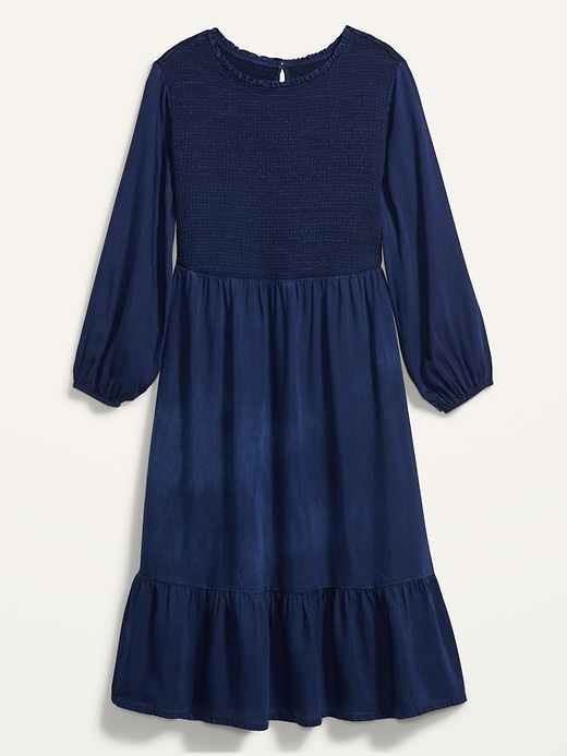 Image number 4 showing, Smocked Chambray Fit & Flare Plus-Size Midi Dress