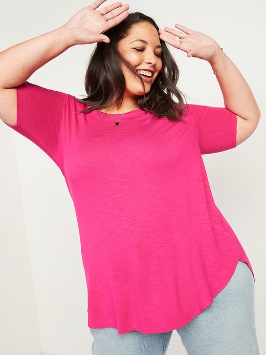 Image number 1 showing, Luxe Plus-Size Crew-Neck Tunic Tee