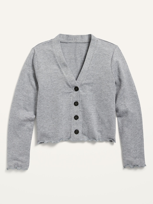 View large product image 1 of 1. Cropped Plush-Knit Button-Front Cardigan Sweater for Girls