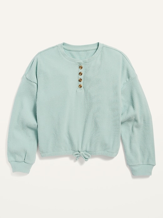 View large product image 1 of 1. Cozy Cinched-Hem Rib-Knit Top for Girls