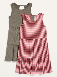 Image number 1 showing, 2-Pack Sleeveless Tiered Jersey Dress for Girls