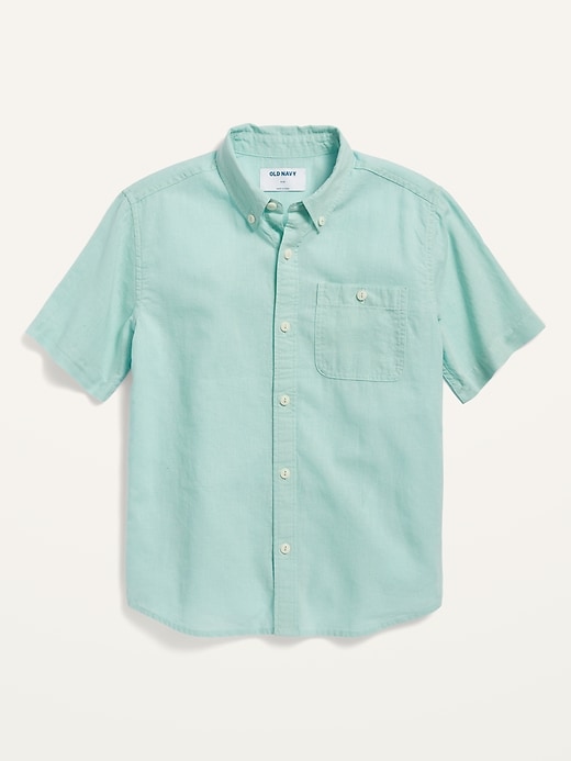 View large product image 1 of 1. Short-Sleeve Linen-Blend Shirt For Boys